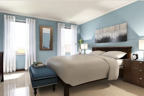 A rendering of a bedroom using Virtual Design platform called E-Design.